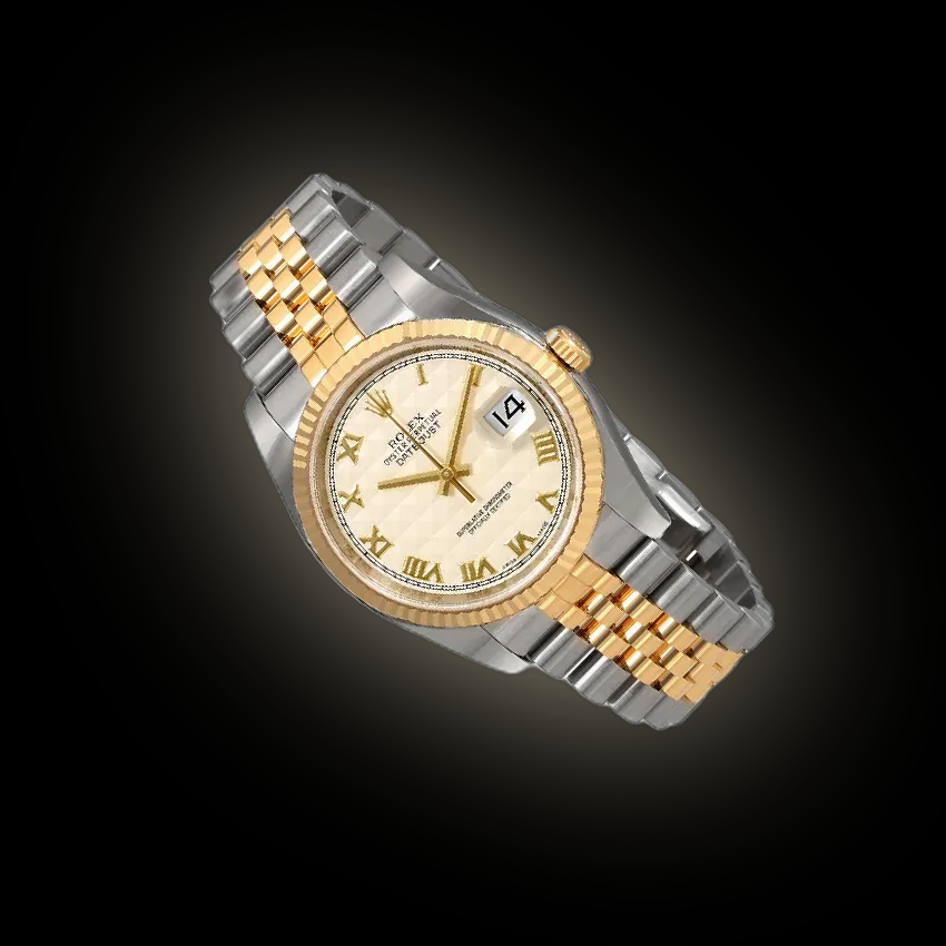 Rolex Datejust 36 116233 Ivory Pyramid Dial, 18kt Yellow Gold